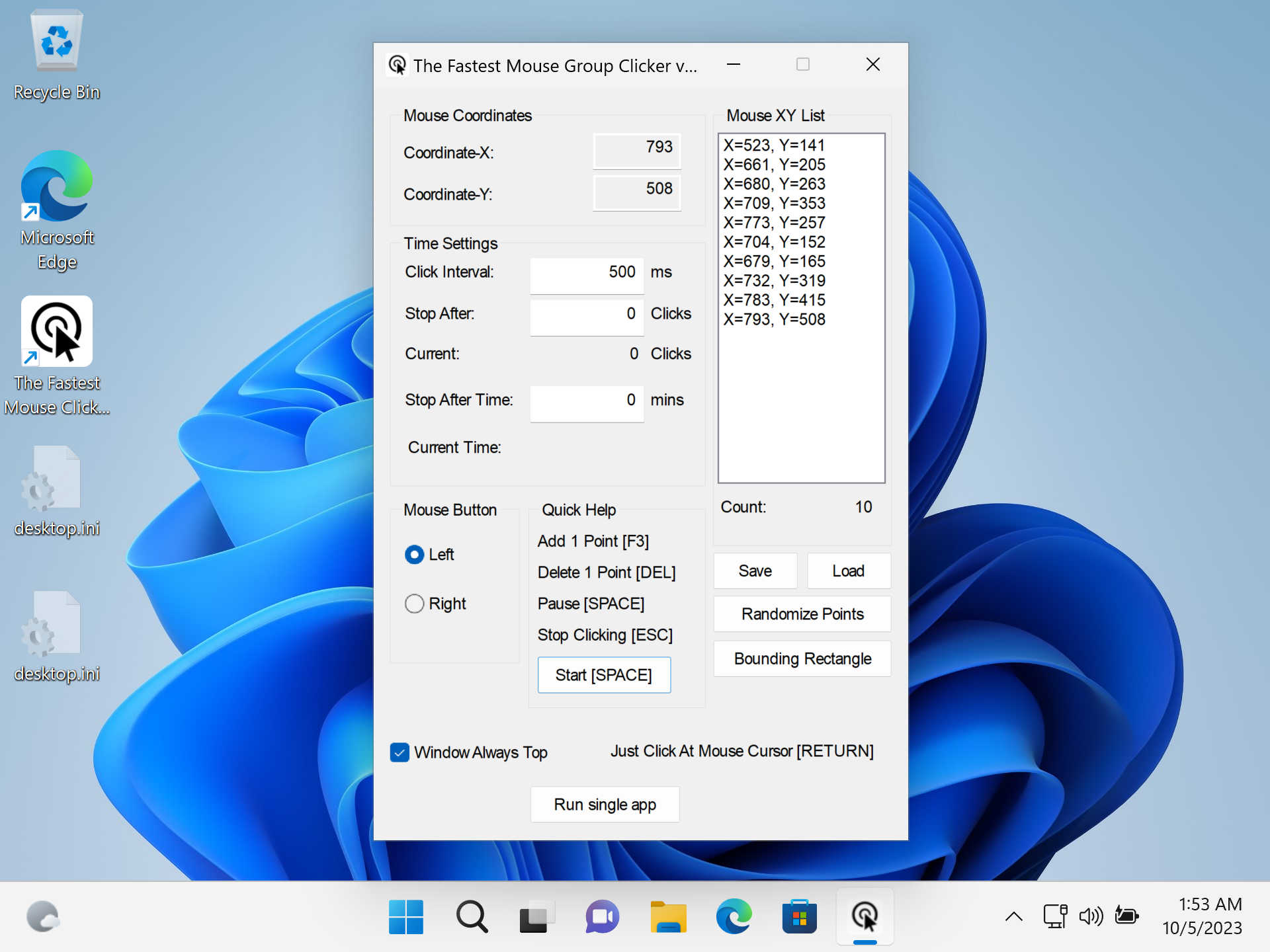The Fastest Mouse Clicker for Windows Classic - Windows 11 22H2 screenshot (group application).